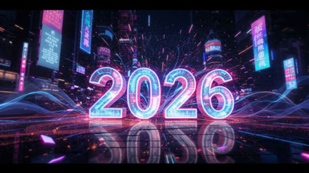 Luxury 2026 celebration design with pearl frost bokeh and clean minimal space.