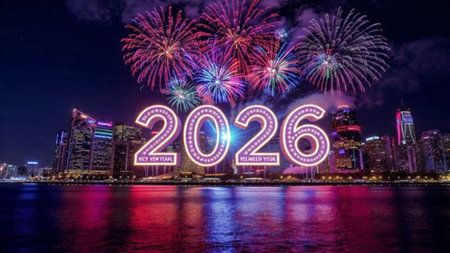 Elegant 2026 winter design with crystal-dust particles and refined silver glow.