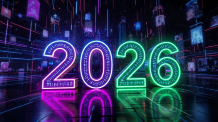 Premium 2026 winter celebration with pearl frost glow and clean copy space.