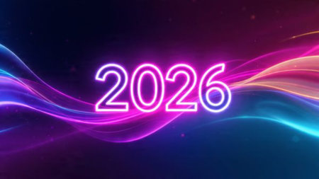 Luxury 2026 New Year template with silver frost haze and premium composition balance.
