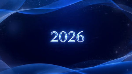 2026 New Year luxury background with pearl-silver shimmer and subtle cool glow.