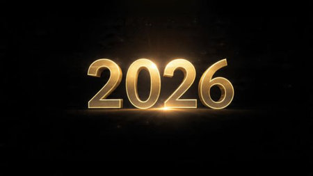 Premium 2026 holiday greeting with silky cool gradients and minimal shimmer noise.