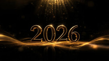 Premium 2026 New Year design with smooth ice-glass lighting reflections, elegant winter palette.