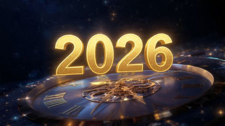 Premium 2026 luxury greeting with icy shimmer corners and soft festive glow.