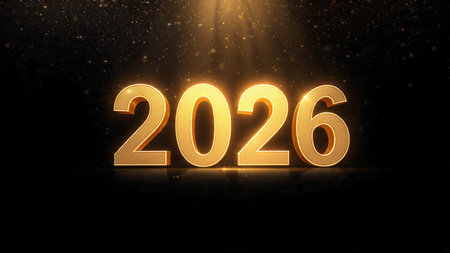 Elegant 2026 premium canvas with silver sparkle trails and soft cool glow.