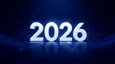 Elegant 2026 premium background with silver light diffusion and minimal sparkle noise.