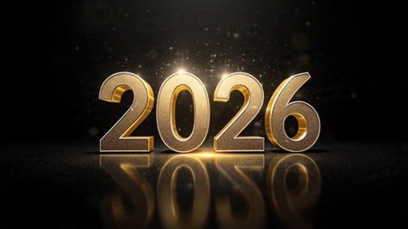 Premium 2026 New Year backdrop with smooth ice-glass reflections and calm winter mood.