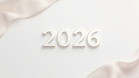 Elegant 2026 premium canvas with silver sparkle trails and soft cool glow.