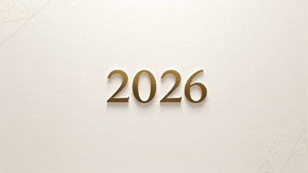 Elegant 2026 New Year design with ice-glass glow and subtle sparkle corners, high res.