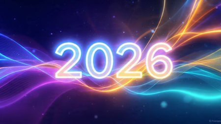 Premium 2026 New Year canvas with soft frozen glow edges and crisp layout balance.