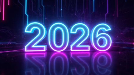 Luxury 2026 New Year canvas with diamond frost field and smooth lighting bloom.