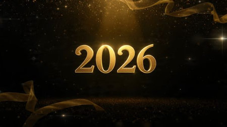 Premium 2026 greeting design with silver frost shimmer field and clean neutral space.