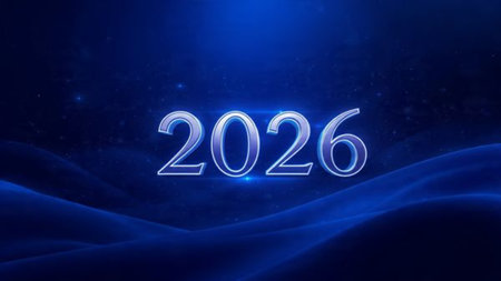 Luxury 2026 New Year design with cool silver glow and minimal sparkle accents, high res.