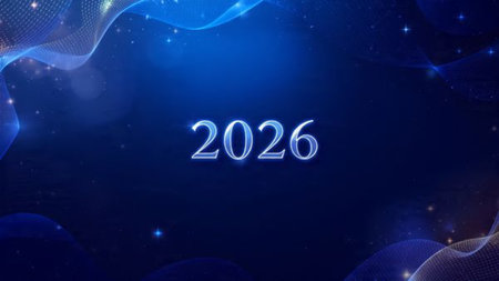 Upscale 2026 winter backdrop with crystal-dust particles and premium light composition.