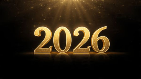 Elegant 2026 premium background with silver light diffusion and minimal sparkle noise.