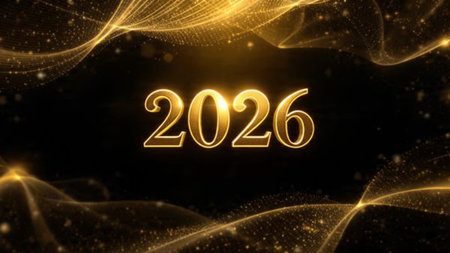 Refined 2026 luxury background with subtle star-spark shine, silver dust, and minimal shadows.