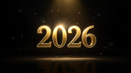 Luxury 2026 greeting background with frozen bokeh haze and calm winter mood, high-resolution finish.