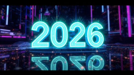 Premium 2026 New Year canvas with silky cool gradients and subtle shimmer noise.