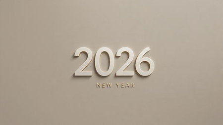 Luxury 2026 New Year visual with smooth silver light trails and clean layout balance.