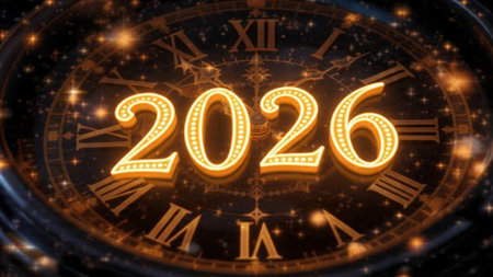 Luxury 2026 greeting backdrop with crisp cool frost shine and clean festive balance.