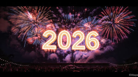 Premium 2026 New Year background with subtle ice-blue glitter glow, clean luxury mood.