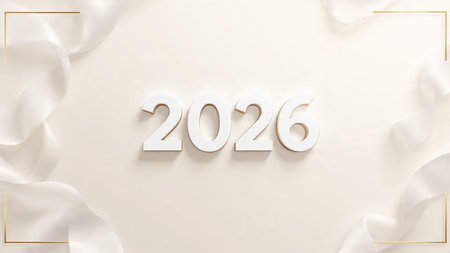 Luxury 2026 winter canvas with silver frost glow and clean minimal design space.