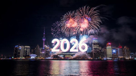 Elegant 2026 premium background with silver light diffusion and minimal sparkle noise.