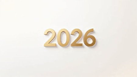 Premium 2026 New Year backdrop with soft frozen glow arcs and calm lighting.