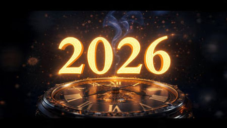 Elegant 2026 luxury backdrop with silver frost diffusion and minimal sparkle noise.