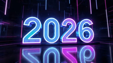 Premium 2026 New Year backdrop with diamond frost field and calm festive charm.
