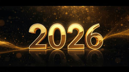 Elegant 2026 luxury background with crisp winter sparkle trails and clean copy space.