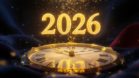 Premium 2026 greeting visual with pearl frost glow arcs and minimal shadows.