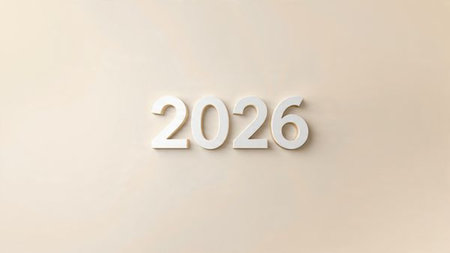 Premium 2026 New Year backdrop with smooth ice-glass reflections and calm winter mood.