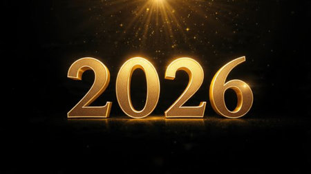 Refined 2026 luxury background with subtle star-spark shine, silver dust, and minimal shadows.