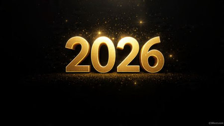 2026 luxury New Year canvas with smooth icy gradients and silver glow arcs.