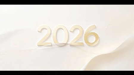 2026 luxury New Year canvas with smooth icy gradients and silver glow arcs.