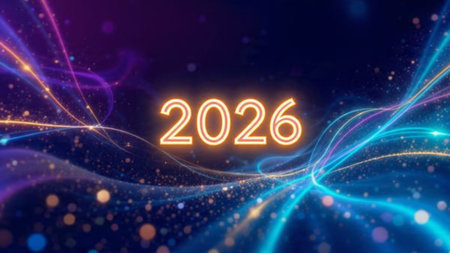 Premium 2026 celebration visual with soft crystal frost sparkle and clean layout.