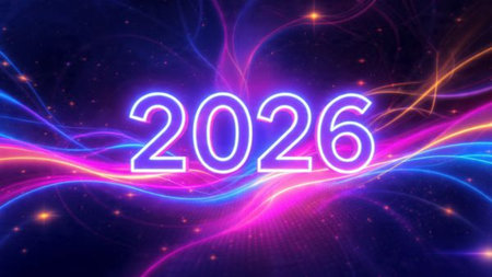 Elegant 2026 luxury backdrop with silver frost diffusion and minimal sparkle noise.