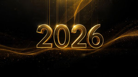 Elegant 2026 premium canvas with silver sparkle trails and soft cool glow.