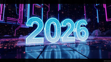 Luxury 2026 celebration design with soft frost sparkle field and clean premium space.