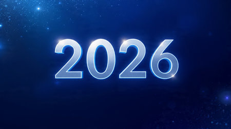 Elegant 2026 celebration background with silver frost diffusion and clean layout.