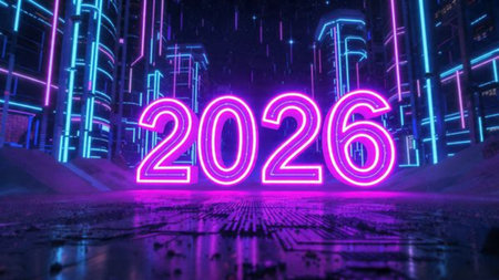 Premium New Year 2026 canvas with elegant silver starlight trails and minimal festive accents.