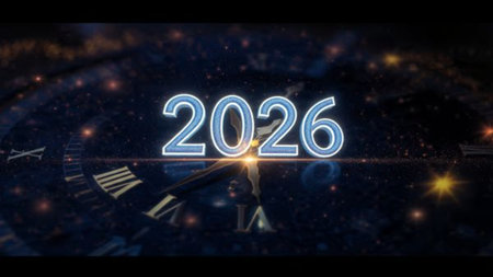Premium 2026 New Year backdrop with smooth ice-glass reflections and calm winter mood.