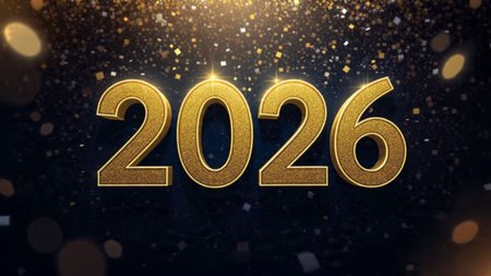 Elegant 2026 luxury background with crisp winter sparkle trails and clean copy space.