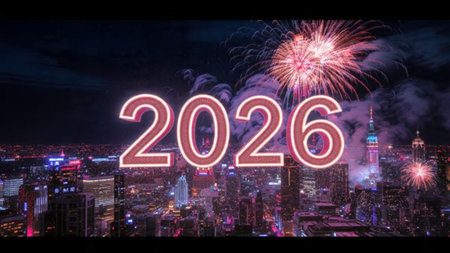Premium 2026 celebration template with soft frozen glow edges and minimal noise layer.