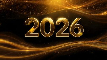 Luxury 2026 greeting canvas with crisp silver frost bloom and clean layout balance.