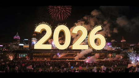 Premium 2026 backdrop with pearl-silver haze and soft celebration shimmer overlay, ultra HD.