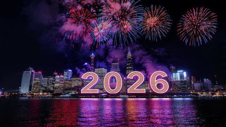 Elegant 2026 premium background with silver light diffusion and minimal sparkle noise.