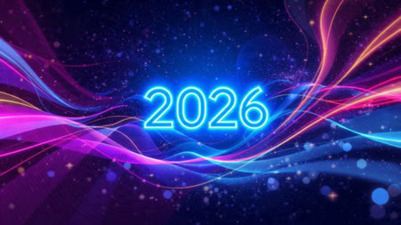 Elegant 2026 premium background with silver light diffusion and minimal sparkle noise.