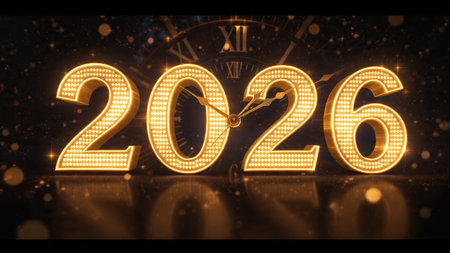 Luxury 2026 New Year canvas with diamond frost field and smooth lighting bloom.
